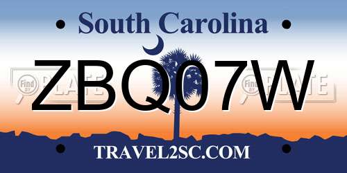 ZBQ07W South Carolina License Plate