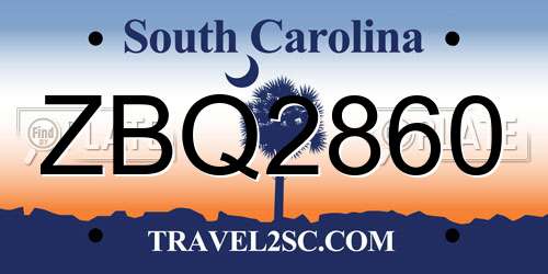 ZBQ2860 South Carolina License Plate