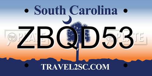 ZBQD53 South Carolina License Plate