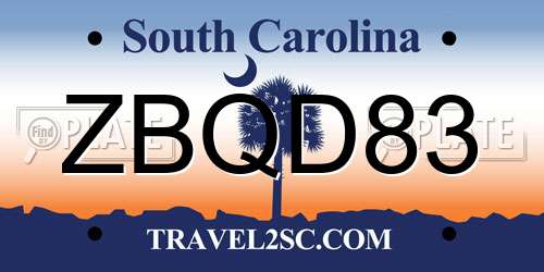 ZBQD83 South Carolina License Plate