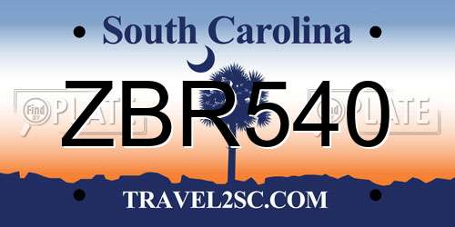 ZBR540 South Carolina License Plate