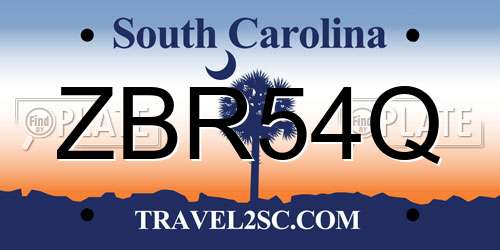 ZBR54Q South Carolina License Plate