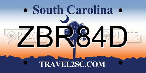 ZBR84D South Carolina License Plate