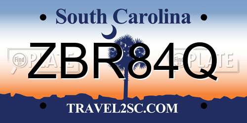 ZBR84Q South Carolina License Plate