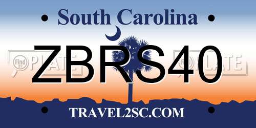 ZBRS40 South Carolina License Plate