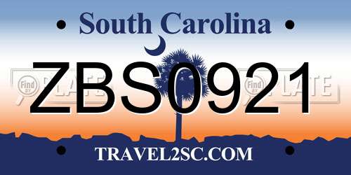 ZBS0921 South Carolina License Plate