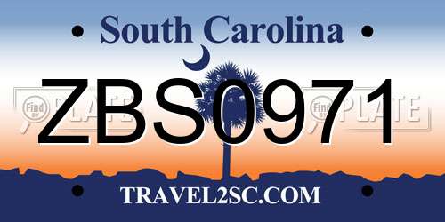 ZBS0971 South Carolina License Plate