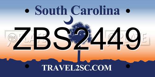 ZBS2449 South Carolina License Plate