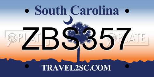 ZBS357 South Carolina License Plate