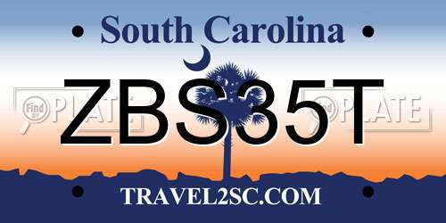 ZBS35T South Carolina License Plate