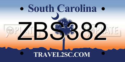 ZBS382 South Carolina License Plate