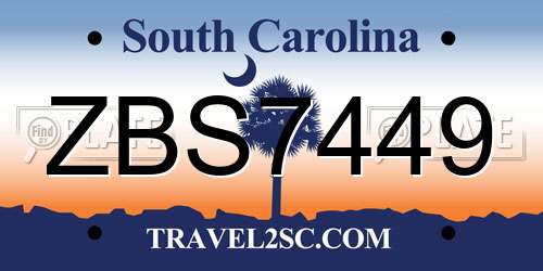 ZBS7449 South Carolina License Plate