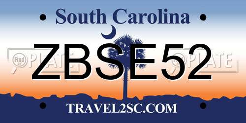ZBSE52 South Carolina License Plate
