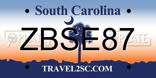 ZBSE87 South Carolina License Plate