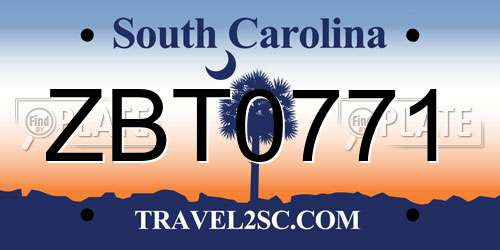 ZBT0771 South Carolina License Plate