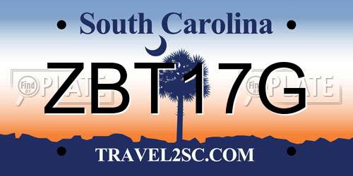 ZBT17G South Carolina License Plate