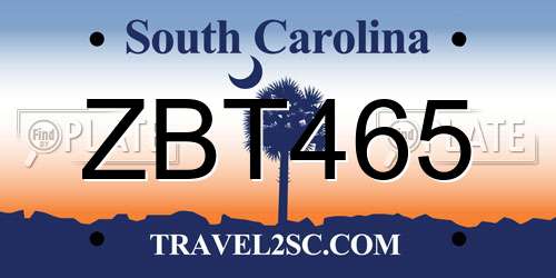 ZBT465 South Carolina License Plate