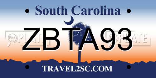 ZBTA93 South Carolina License Plate