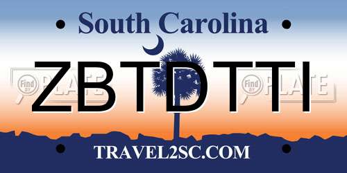 ZBTDTTI South Carolina License Plate