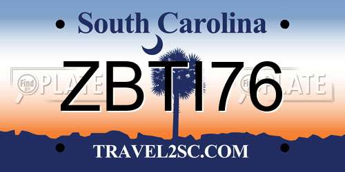 ZBTI76 South Carolina License Plate