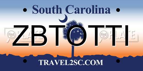 ZBTOTTI South Carolina License Plate