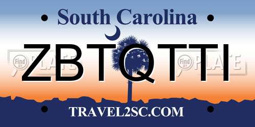 ZBTQTTI South Carolina License Plate