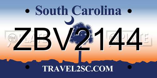 ZBV2144 South Carolina License Plate