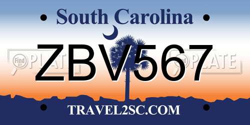 ZBV567 South Carolina License Plate