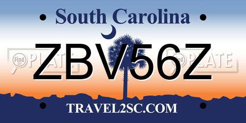 ZBV56Z South Carolina License Plate