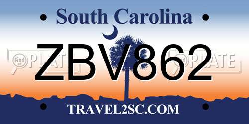 ZBV862 South Carolina License Plate