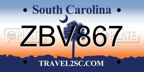 ZBV867 South Carolina License Plate
