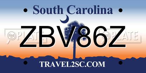 ZBV86Z South Carolina License Plate
