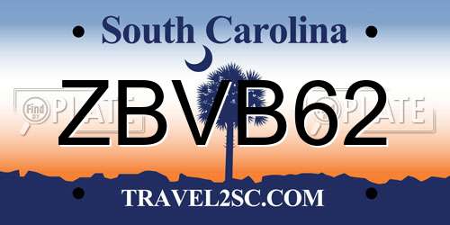 ZBVB62 South Carolina License Plate