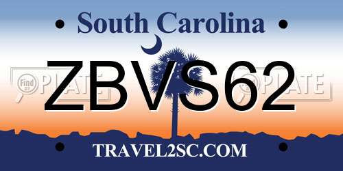 ZBVS62 South Carolina License Plate