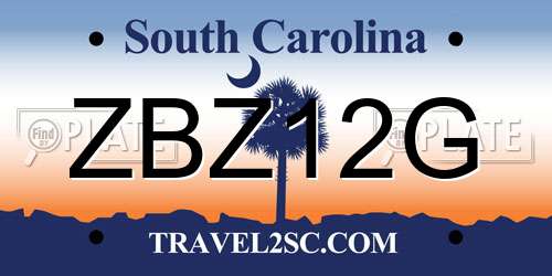 ZBZ12G South Carolina License Plate