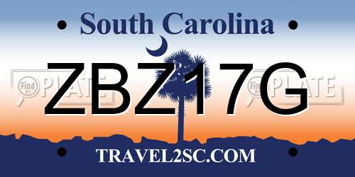 ZBZ17G South Carolina License Plate