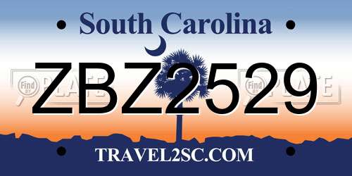 ZBZ2529 South Carolina License Plate