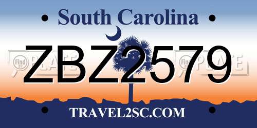 ZBZ2579 South Carolina License Plate