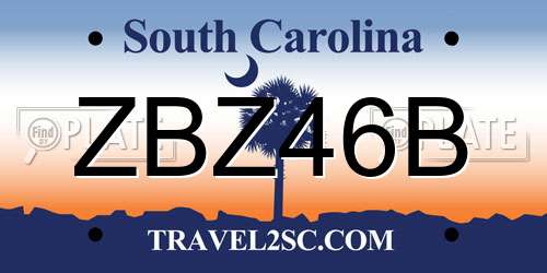 ZBZ46B South Carolina License Plate