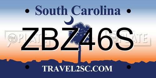 ZBZ46S South Carolina License Plate