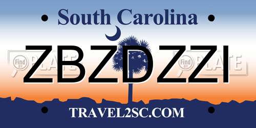 ZBZDZZI South Carolina License Plate