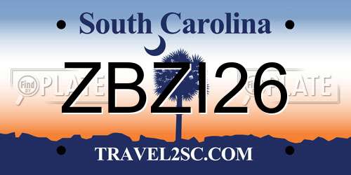 ZBZI26 South Carolina License Plate