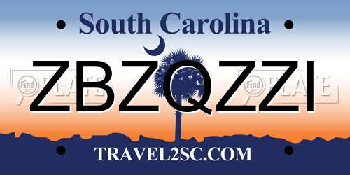 ZBZQZZI South Carolina License Plate