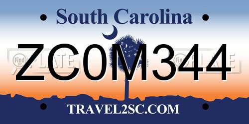 ZC0M344 South Carolina License Plate