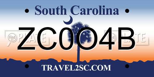ZC0O4B South Carolina License Plate