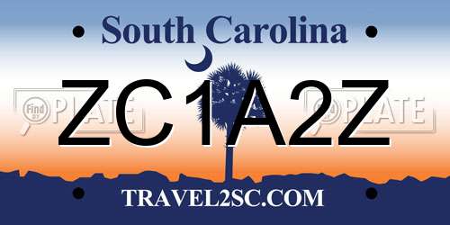 ZC1A2Z South Carolina License Plate