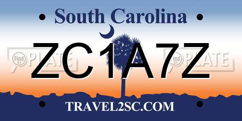 ZC1A7Z South Carolina License Plate