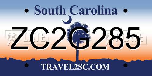 ZC2G285 South Carolina License Plate