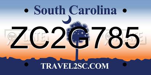 ZC2G785 South Carolina License Plate