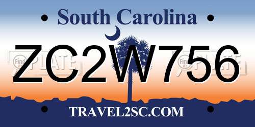 ZC2W756 South Carolina License Plate